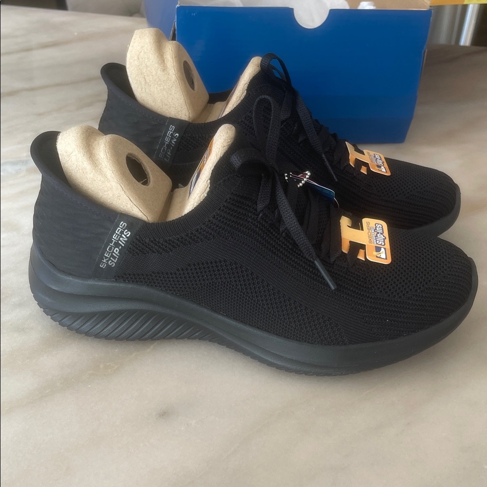 Skechers Black Knit Lace-Up Slip-On Athletic Shoes